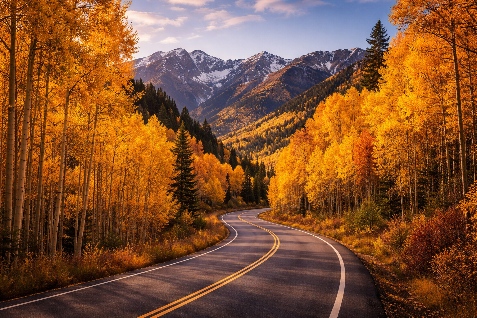 Aspen autumn road