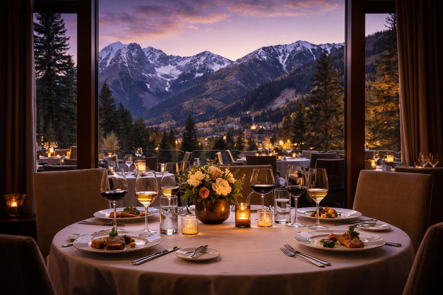 Aspen dining with mountain view